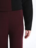 Kadın Beli Lastikli Dar Fit Düz Triko Pantolon