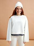 Petite Bisiklet Yaka Düz Uzun Kollu Kadın Sweatshirt