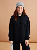 Petite Düz Uzun Kollu Kadın Hoodie