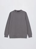 Bisiklet Yaka Düz Uzun Kollu Kadın Sweatshirt