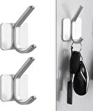 Microcase Yapışkanlı Metal Banyo Mutfak Eşya Havlu Vb. Ürün Askılığı - GÜMÜŞ AL4618  2 Adet