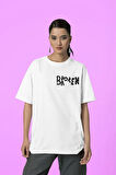 Oversize Broken Yazılı Unisex Tişört