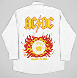 AC DC Müzik Grubu Baskılı Unisex Oversize Rock Metal Gömlek