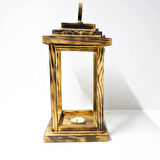 Rustik Ahşap Fener Dekoratif Mumluk 2 Li