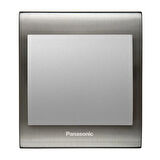 Viko Panasonic Thea Blu Tekli Anahtar Çerçeve Inox+Beyaz, Kapak Metalik Beyaz