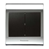 Viko Panasonic Thea Blu İkili Anahtar, Çerçeve Chrome+Beyaz, Kapak Siyah