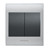 Viko Panasonic Thea Blu İkili Anahtar, Çerçeve Chrome Matt+Beyaz, Kapak Füme