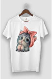 Oversize Panda Baskılı Beyaz Tshirt
