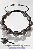 Sertifikalı Makrome Doğal Gerçek Labradorit Taşı Bileklik - Ayarlamalı
