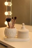 Kapaklı Kutu & 🦋Desenli Saksı / kalemlik / Fırçalık 3’li Dekoratif Set - Beyaz