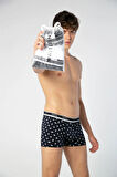 Erkek Paketi Navy Blue - White - Prınted Boxer 3'lü