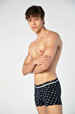 Erkek Paketi Navy Blue - White - Prınted Boxer 3'lü