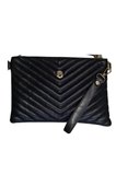 V Nakışlı Kapitone Desenli Kadın Portföy El ve Omuz Çantası Clutch (Küçük Boy)