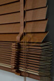 Dia Wooden Blinds %100 Doğal Ahşap Jaluzi Perde 50mm, Alüminyum Kasalı Yüksek Kaliteli - Ceviz 