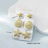 Deniz Yıldızı İstiridye 6 parça Küpe Seti