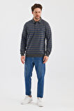 ALEXANDERGARDI POLO YAKA ÇİZGİLİ REGULAR FİT SWEATSHIRT (WK25386)