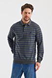 ALEXANDERGARDI POLO YAKA ÇİZGİLİ REGULAR FİT SWEATSHIRT (WK25386)