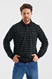 ALEXANDERGARDI POLO YAKA ÇİZGİLİ REGULAR FİT SWEATSHIRT (WK25386)