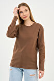 BİSİKLET YAKA BASİC LİKRALI SWEATSHIRT (WK25512-WN)