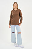 BİSİKLET YAKA BASİC LİKRALI SWEATSHIRT (WK25512-WN)