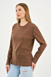 BİSİKLET YAKA BASİC LİKRALI SWEATSHIRT (WK25512-WN)