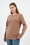 BİSİKLET YAKA BASİC LİKRALI SWEATSHIRT (WK25512-WN)