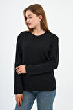BİSİKLET YAKA BASİC LİKRALI SWEATSHIRT (WK25512-WN)