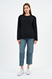 BİSİKLET YAKA BASİC LİKRALI SWEATSHIRT (WK25512-WN)