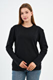 BİSİKLET YAKA BASİC LİKRALI SWEATSHIRT (WK25512-WN)