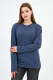 Bisiklet Yaka Likralı Uzun Kollu Kaşkorse Sweatshirt (WK25588)