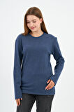 Bisiklet Yaka Likralı Uzun Kollu Kaşkorse Sweatshirt (WK25588)