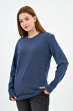 Bisiklet Yaka Likralı Uzun Kollu Kaşkorse Sweatshirt (WK25588)