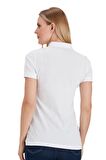 Polo Yaka Pamuklu Kadın T-shirt Beyaz-L