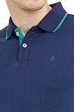 Polo Yaka Çizgili Pamuklu Erkek T-shirt Lacivert-XL