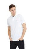 Polo Yaka Pamuklu Erkek T-shirt Beyaz-S