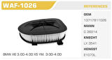 Winkel WAF-026 Hava Filtresi BMW X3 F25 BMW X5 E70 BMW X5 BMW X6 E71 BMW X6 3.0D 4.0D Kolı: 10 Ad FN3825