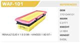 Winkel WAF-101 Hava Filtresi Clio II Kangoo 98-1.9D Tırnaklı Kolı: 42 Ad FN3010