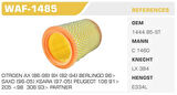 Winkel WAF-1485 Hava Filtresi 106 205 306 405 Ax Bx Saxo 1.4 1.6 Tu5Jp Kolı: 40 Ad FN4002