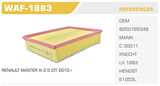 Winkel WAF-1883 Hava Filtresi Master III 10-Master III IV Movano B 10-2.3 DCI Kolı: 22 Ad FN0018