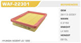 Winkel WAF-22301 Hava Filtresi Accent 95-00 1.3 Kolı: 20 Ad FN6206