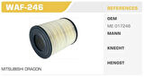 Winkel WAF-246 Hava Filtresi Canter 659-Turbo Kolı: 8 Ad FN0136