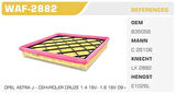 Winkel WAF-2882 Hava Filtresi Astra J Cruze 1.4 100Hp 1.6 115Hp Kolı: 28 Ad FN0232