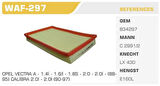 Winkel WAF-297 Hava Filtresi Vectra A Calibra A 2.0 C20Ne Kolı: 36 Ad FN4304