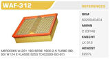 Winkel WAF-312 Hava Filtresi Mercedes 190 Serisi W201 190D 2.5 Turbo 122Hp Kolı: 20 Ad 