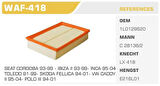Winkel WAF-418 Hava Filtresi Polo Classic Caddy II 95-Cordoba 93-99 Toledo I Ibiza II Felicia 1.9 TDI 1.6 1.9 SDI Kolı: 24 Ad FN4728