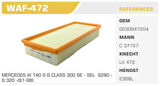 Winkel WAF-472 Hava Filtresi Mercedes S-Serisi W140 S 280 197Hp 93-98 Kolı: 20 Ad 