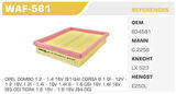Winkel WAF-581 Hava Filtresi Corsa B Combo Tigra 1.4 1.6 16V C14NZ Kolı: 36 Ad FN4301