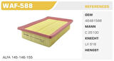Winkel WAF-588 Hava Filtresi Marea Brava Bravo 145 146 155 156 1.4L 1.6 16V 1.8I 1.9 JTD 2.0 20V Kolı: 36 Ad FN4115