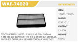 Winkel WAF-74020 Hava Filtresi Corona At191 3S 92-97 Camry 88-91 Carina 88-92 2.0D Kolı: 20 Ad 
