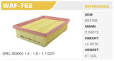 Winkel WAF-762 Hava Filtresi Mokka Trax 1.4 1.6 Kolı: 36 Ad FN4307